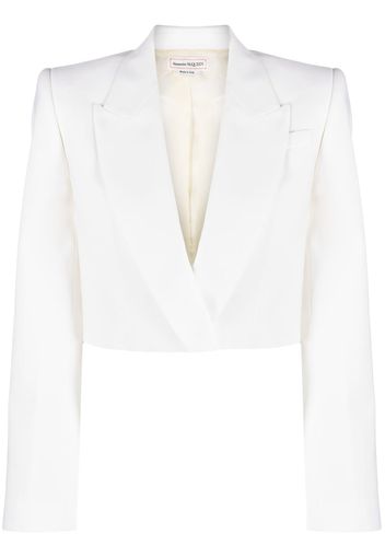 Alexander McQueen cropped single-breasted blazer - White