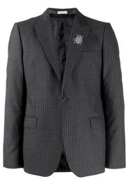 Alexander McQueen insect embellished pinstriped blazer - Grey