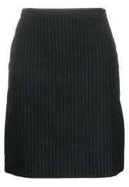 pinstripe back-ruffle wool skirt