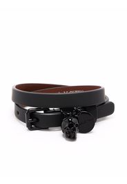 Alexander McQueen leather skull charm bracelet - Black