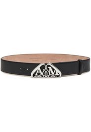 Alexander McQueen Seal-buckle leather belt - Black