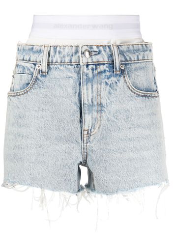 Alexander Wang logo-waistband denim shorts - Blue