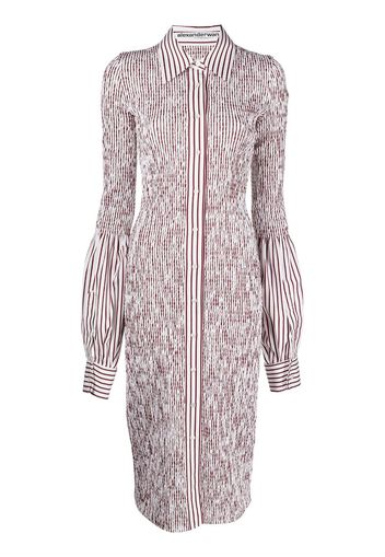 ALEXANDER WANG ruched stripe-print shirt dress - White