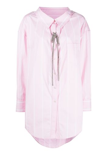 Alexander Wang crystal-embellished striped shirt - Pink