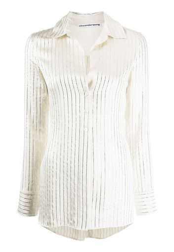 Alexander Wang crystal-embellished silk shirt - Neutrals