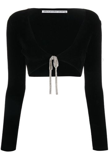 Alexander Wang crystal-embellished cropped cardigan - Black