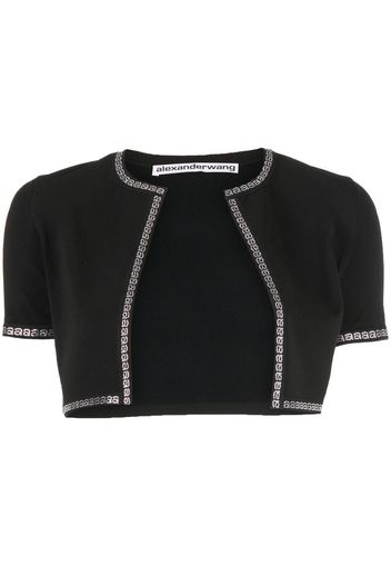 Alexander Wang logo-trim cropped cardigan - Black