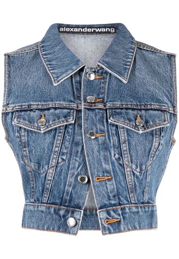 Alexander Wang Shrunken cropped denim gilet - Blue