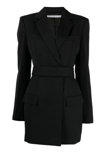 Alexander Wang logo-embroidered belted blazer dress - Black