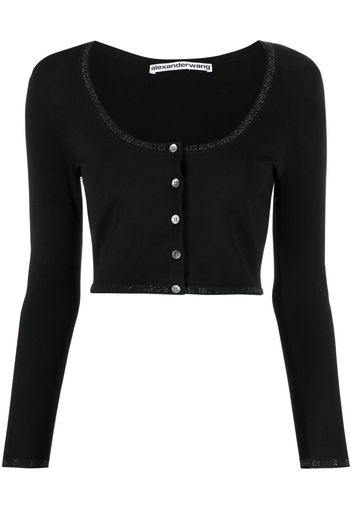 Alexander Wang logo-trimmed cropped cardigan - Black