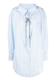 Alexander Wang crystal-embellished striped cotton shirt - Blue