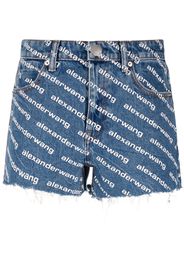 alexanderwang.t logo-print denim shorts - Blue