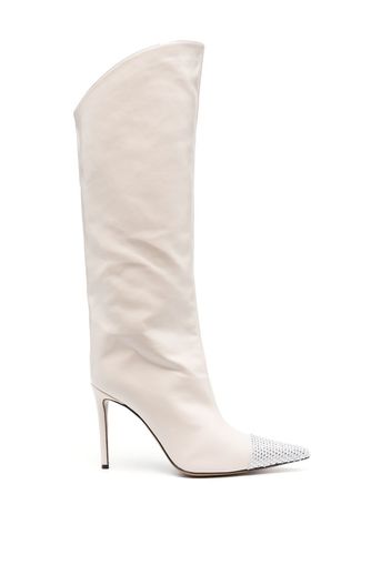 Alexandre Vauthier crystal-embellished leather boots - White