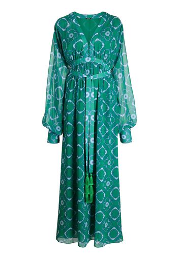 Alexis Skarla geometric-print silk gown - Green