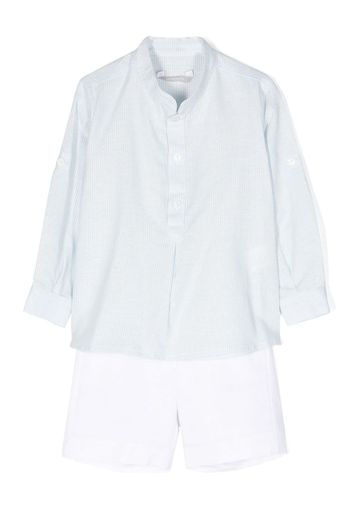 AMAYA pinstriped linen-cotton shirt and shorts set - Blue