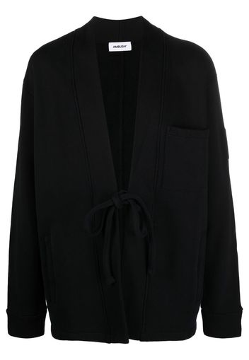 AMBUSH tie-front cotton cardigan - BLACK BLACK