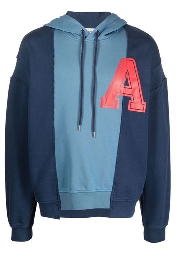 AMBUSH panelled logo-print hoodie - Blue