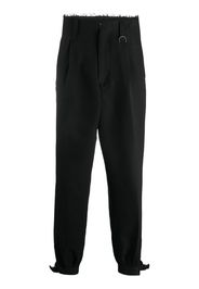 raw-edge high-waisted trousers