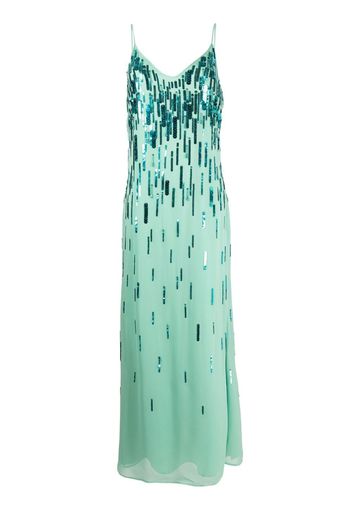 Amen sequin-embellished V-neck gown - Green