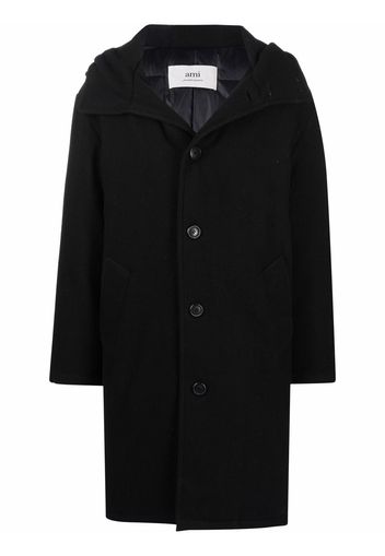 AMI Paris hooded single-breasted coat - Black