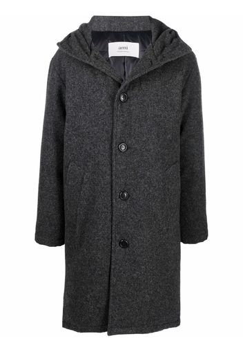 AMI Paris hooded single-breasted coat - Grey