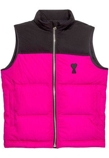 AMI Paris logo-patch padded gilet - Black