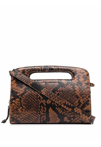 AMI Paris python print leather shoulder bag - Brown