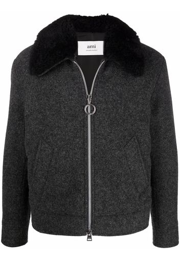 AMI Paris detachable faux-fur collar jacket - Grey