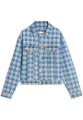 AMI Paris check-pattern denim jacket - Blue