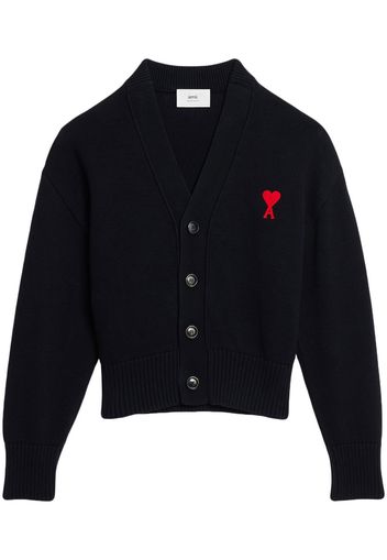 AMI Paris Ami de Coeur intarsia-logo cardigan - Black