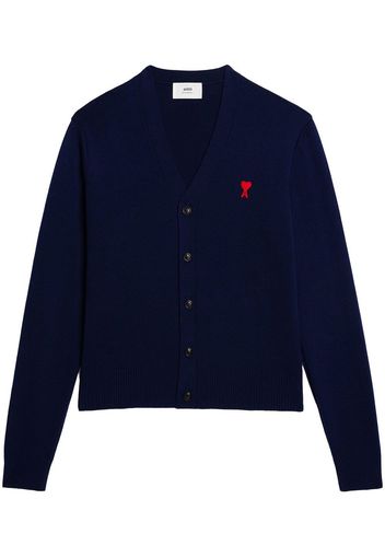 AMI Paris de Coeur-embroidered merino cardigan - Blue