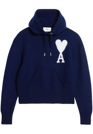 AMI Paris Ami De Coeur knitted hoodie - Blue