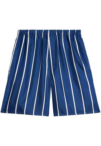 AMI Paris stripe-print silk shorts - Blue