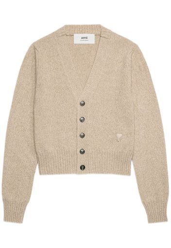 AMI Paris heart-embroidered cashmere cardigan - Neutrals