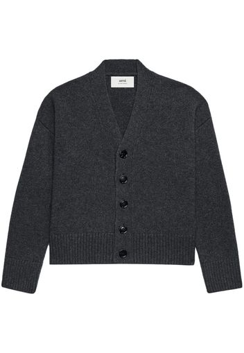 AMI Paris V-neck elbow patches cardigan - Grey