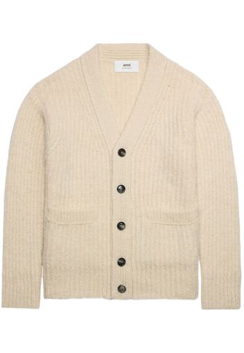 AMI Paris V-neck rib-knit cardigan - Neutrals