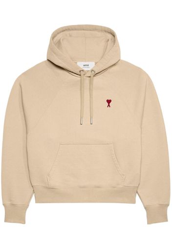 AMI Paris embroidered cotton hoodie - Neutrals