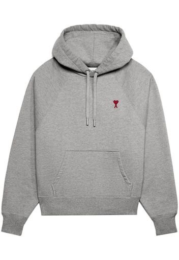 AMI Paris logo-embroidered organic-cotton hoodie - Grey