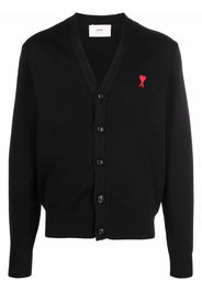 AMI Paris logo-embroidered V-neck cardigan - Black