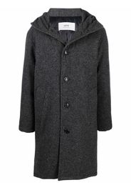 AMI Paris hooded single-breasted coat - Grey