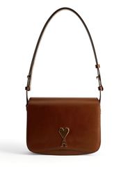 AMI Paris Ami de Coeur plaque shoulder bag - Brown