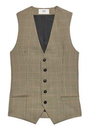 AMI Paris houndstooth-print virgin wool waistcoat - Neutrals