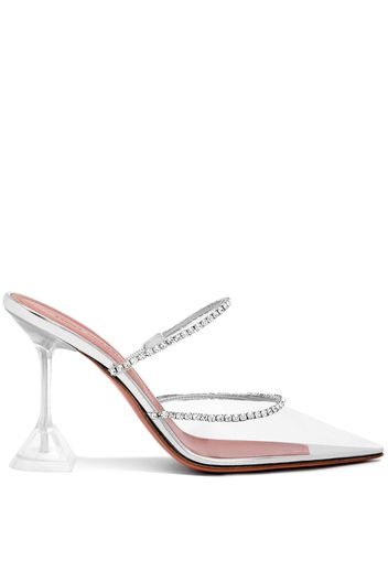 Amina Muaddi transparent Gilda 95mm crystal-embellished pumps - White