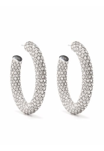 Amina Muaddi medium crystal-embellished hoop earrings - Silver