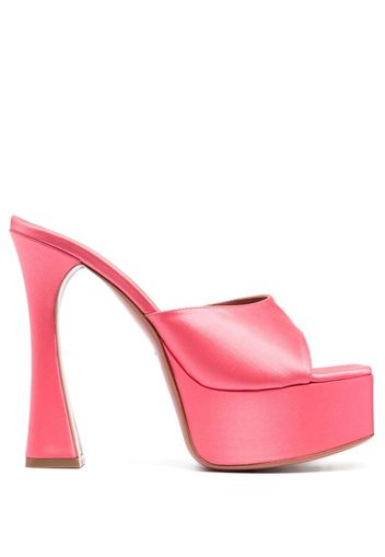 Amina Muaddi Dalida leather platform mules - Pink