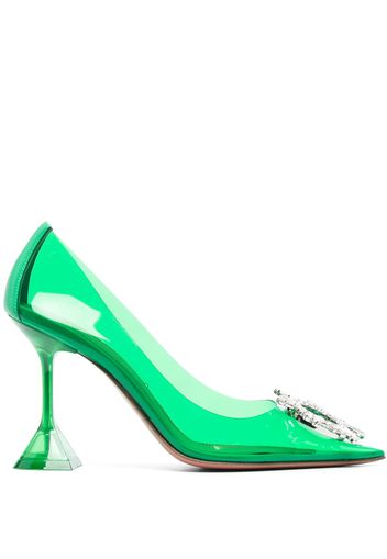 Amina Muaddi Begum Glass 95mm pumps - Green