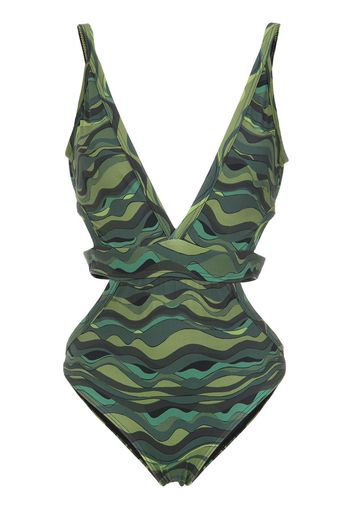 Amir Slama wave print swimsuit - Green