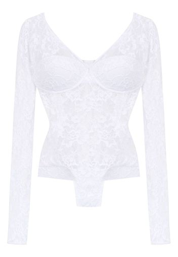 Amir Slama long sleeved lace bodysuit - White