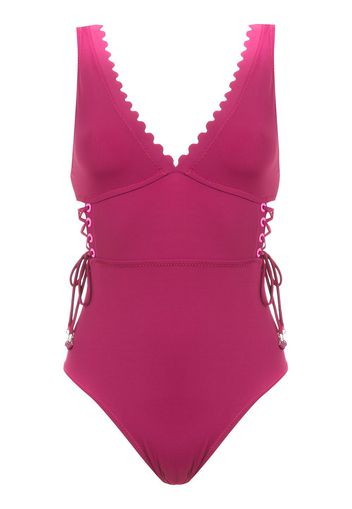 Amir Slama lace up detail swimsuit - Pink