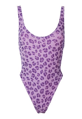 leopard-print open back one piece